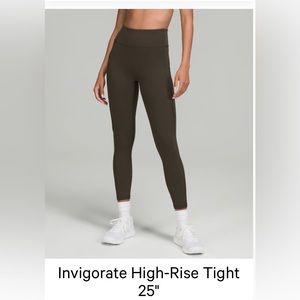 Lululemon Invigorate High Rise Legging 25” Size 18- Dark Olive